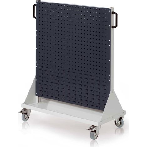 Kappes RasterMobil® mobiler Arbeitsplatzschrank Größe 3 1230x1000x500mm 4 Lochplatten 2 Schlitzplatten - anthrazitgrau