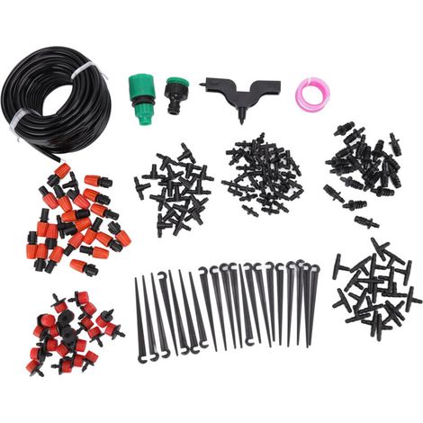 Kit d'irrigation goutte à goutte automatique 49,2 pi pour plantes en pot, serre et jardin avec système de pulvérisation ajustable