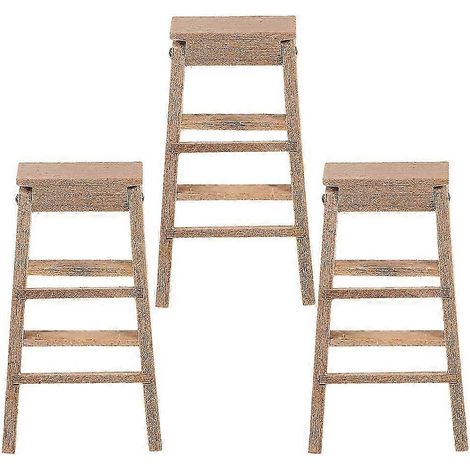Échelle miniature en bois, lot de 3, beige, pliable, pour maison de poupée à l'échelle 1:12, jardin féérique, décoration à faire soi-même (1/5)