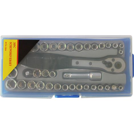 Ortviai Jeu de 38 embouts à cliquet + douilles, acier chrome-vanadium, RTH-38A (1/5)