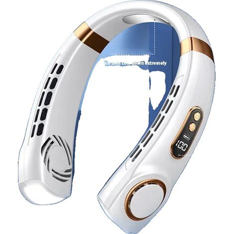 Ventilatore da collo portatile, flusso d'aria regolabile, alimentazione USB, BIANCO (1/2)