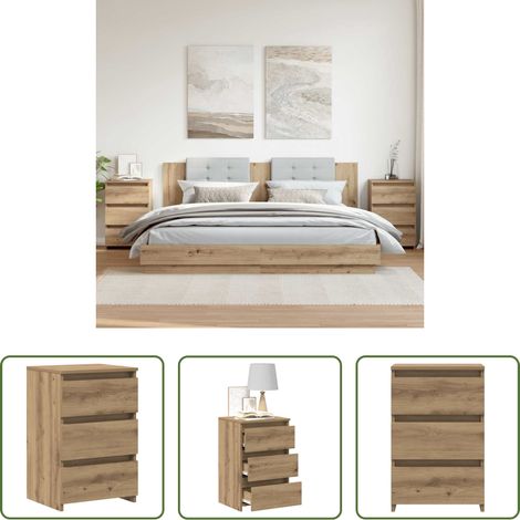 Nachttisch Holz -  Nachttische 2 Stk. Artisan-Eiche 40x35x62,5 cm Holzwerkstoff (1/5)