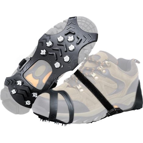 2 crampons pour chaussures et bottes, crampons antidérapants pour la neige et la glace avec pointes en acier inoxydable, crampons de traction avec sangles, très grande taille (1/5)