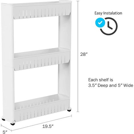 Étagère De Rangement Pour Chariot De Cuisine Coulissant Mince Organisateur Armoires Murales Mobiles Support De Tour Sur Roues 3 Niveaux (1/5)