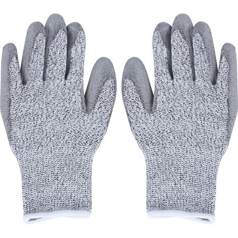 Gants de travail HPPE enduits polyuréthane anti-coupures pour machines à bois et ateliers (1/5)
