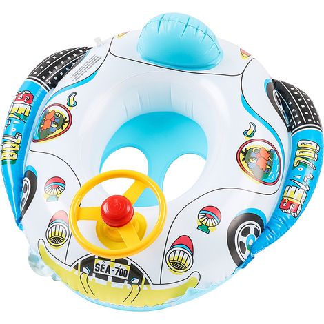 Nouveau bateau gonflable pour bébé avec siège de direction et klaxon, bouée pour tout-petit, siège de direction, voiture-bateau (1/5)