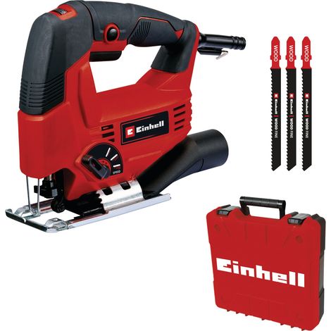 Einhell Scie sauteuse TC-JS 80/1 Kit (550 W, profondeur de coupe 80 mm dans le bois/10 mm dans l’acier, régime 3 000 tr/min) Livré avec 3 lames à tige en T (1/5)