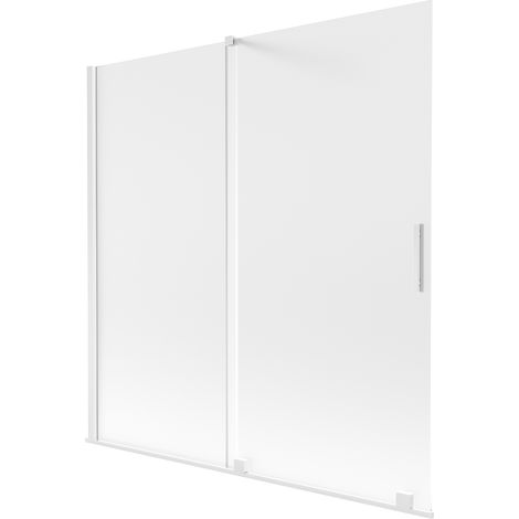 Mexen Velar Badewannenabtrennung 2-flügelig verschiebbar 160 x 150 cm, matt, weiß - 896-160-000-31-20 (1/2)