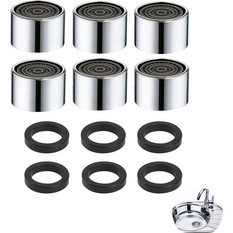 Juego de 6 aireadores de grifo con rosca hembra M22, boquillas para grifos de cocina y baño, filtro de grifo ahorrador de agua con sello, aireador de grifo antisalpicaduras (1/5)