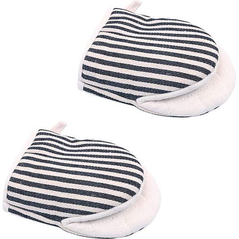 Mini-Ofenhandschuhe (1 Paar), Küchenhandschuhe, Mikrowellenhandschuhe, extrem hitzebeständige Baumwoll- und Leinenhandschuhe, rutschfeste Ofenhandschuhe, Entenschnabelhandschuhe – Schwarz (1/4)