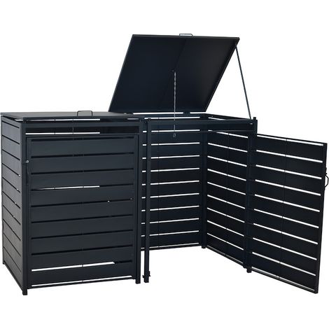 Set Mülltonnenabdeckung Basis + Anbau groß Alu/Stahl