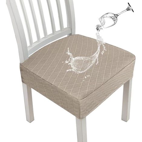 6 housses de chaise de salle à manger kaki 35355 cm à grille diamantée, housses de chaise de cuisine extensibles (1/5)