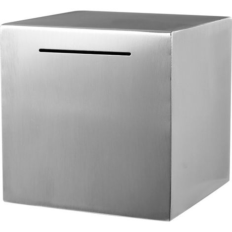 Grande tirelire sécurisée en acier inoxydable, idéale pour les enfants (contenant uniquement l'argent de la tirelire, qui ne peut être retirée). Dimensions : 15 x 15 x 15 cm.
