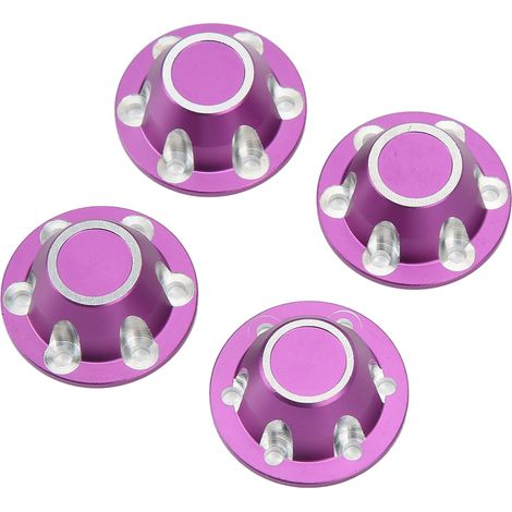 4 cache-poussière de moyeu de roue en alliage d'aluminium pour voiture télécommandée AXIAL 1/6 SCX6 JLU (violet) (1/5)