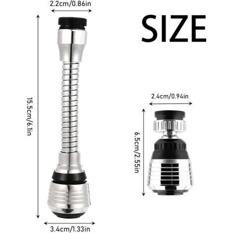 Combinaison longue et courte Douchette Robinet Cuisine Rallonge Robinet Cuisine robinet pivotant à 360 ° tête de pulvérisateur Embout de robinet Convient pour la cuisine (1/3)