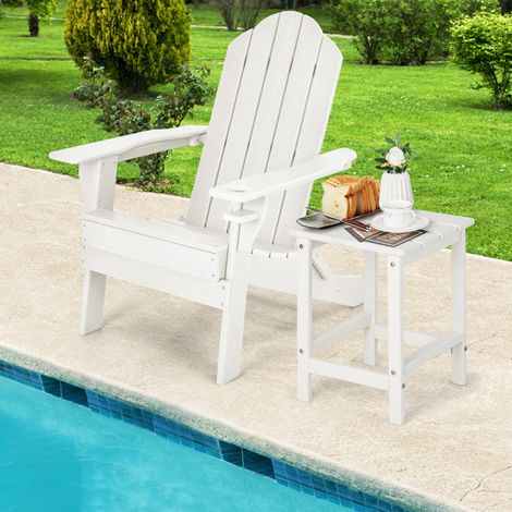 Table Basse de Jardin en HDPE L36 x P36 x H47 CM Anti-UV Charge max.:100 KG Table d’Appoint Intérieur Extérieur Blanc (1/3)