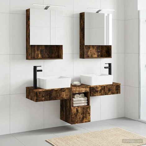 vidaXL Juego de Muebles de Baño 5 uds. Roble Ahumado (1/5)