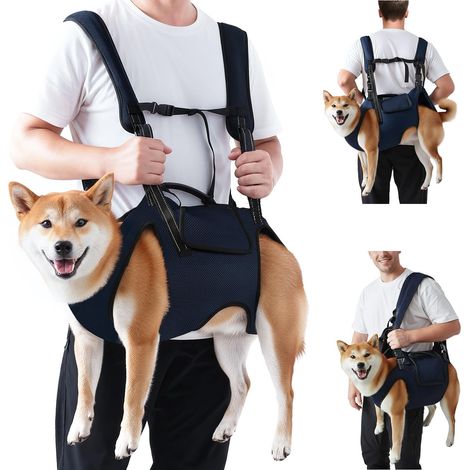 1 - Harnais De Levage Pour Chien - Sac De Transport Respirant - Sangles Réglables Et Poignée De Contrôle - Pour Chiens Âgés Ou Blessés - Bleu Foncé - L À 3xl (1/5)