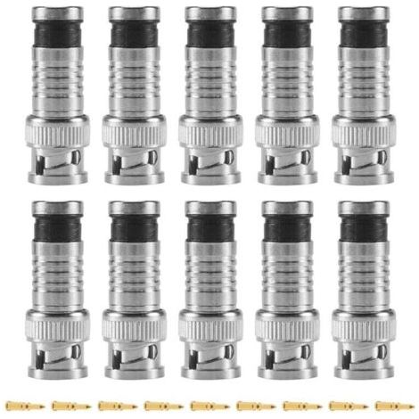 10 pcs BNC Connecteur de compression pour Coax RG59 Cable CCTV Cameras (1/4)