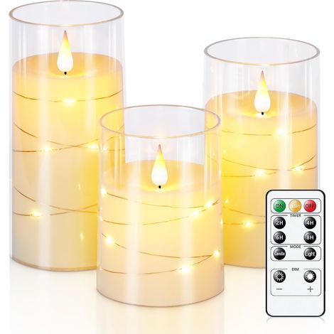 (3 blanches) Bougies LED sans flamme, adaptées pour Noël, Halloween, les mariages et pour créer une ambiance. (1/2)