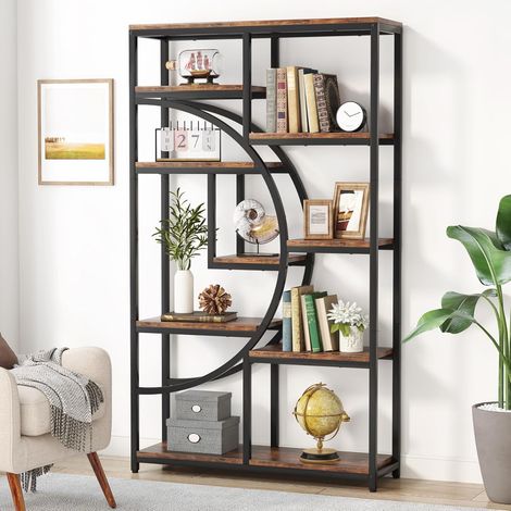 Tribesigns Bücherregal, industrielles 5-stöckiges Etagere-Bücherregal, freistehend, hohe Bücherregale, Display-Regal, Aufbewahrungs-Organizer mit 9 offenen Ablageflächen für Wohnzimmer, Schlafzimmer (1/5)