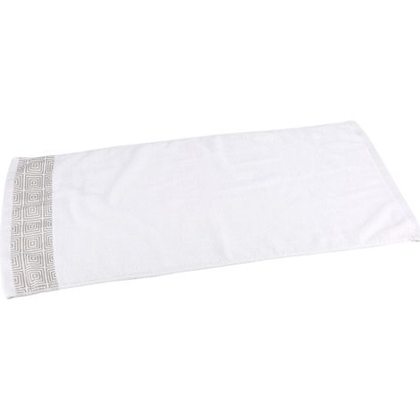 1 serviette de bain en coton, 74 x 33 cm, blanc cassé, douce et hautement absorbante, pour usage domestique ou hôtelier (1/5)