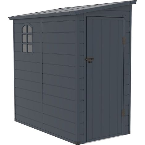 Abri de jardin en résine adossé gris anthracite 2,09 m² - ALBERTO