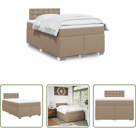 vidaXL Sommeil réparateur - Sommier à lattes de lit matelas cappuccino 120x190cm similicuir (1/5)