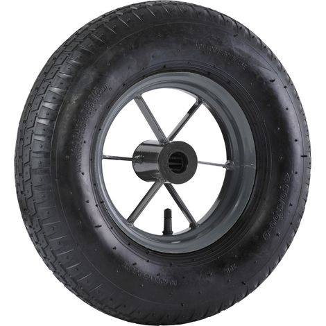 Haemmerlin – Roue gonflée 400 mm pour brouette Expert Twin et Agricola Twin – Pneu pavé longue durée – Jante métal à rayons – Moyeu 25 mm – 309010701 (1/2)
