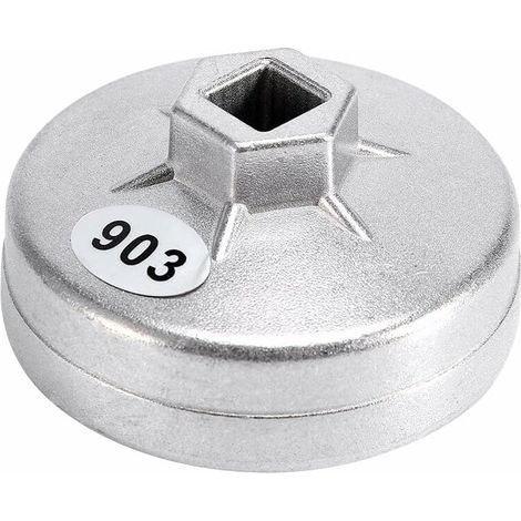 1pcs Oil Filter Wrench, 74mm 14 Spline Aluminum Oil Filter Wrench Socket Removal Tool 903 Silver Color (1/5)
