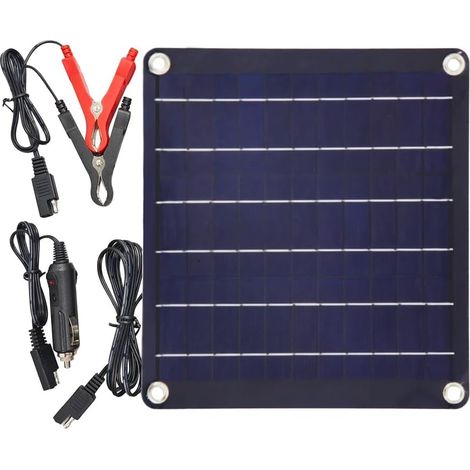 Kit de Panneau Solaire 10 W 12 V Chargeur Solaire Étanche Chargeur Solaire Portable Chargeur de Batterie de Voiture Accessoires de Remplacement (1/5)