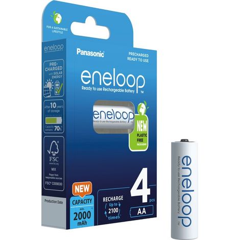 BATTERIA ricaricabile stilo Panasonic ENELOOP NIMH 2000 mAh 4pz