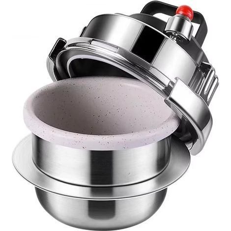 Mini autocuiseur 2 L, robuste et durable, en acier inoxydable de qualité alimentaire, compatible avec les cuisinières à gaz. (1/5)