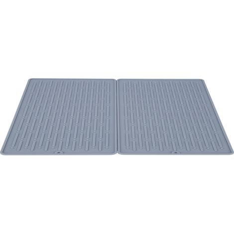Lot de 2 tapis égouttoirs multifonctionnels en silicone pour évier de cuisine, compatibles avec les appareils Sodastream, gris, 3 trous-AquaForge (1/5)