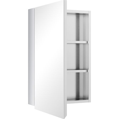 Armoire Miroir Salle de Bain Acier Inoxydable Murale Toilette 39×12×60cm