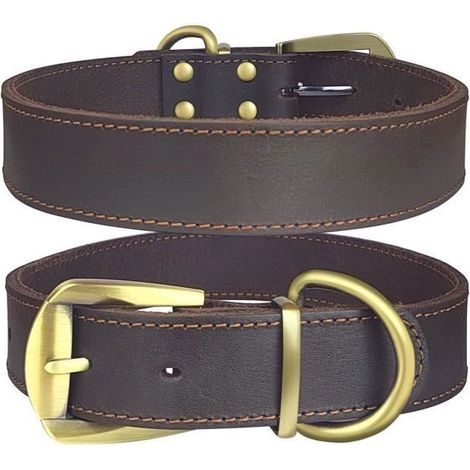 (xl)Qianruida Collier pour Chien Cuir Véritable Colliers Réglables en Cuir - XL (1/5)