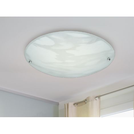 Kleine flache Deckenleuchte LANA mit Glasschirm Alabasterfarbig Ø 25cm (1/5)
