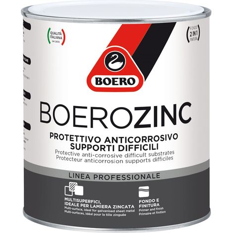 Boero Boerozinc Smalto protettivo anticorrosivo, ideale per supporti difficili - Formato: 750 ml - Colore: Alluminio (1/2)