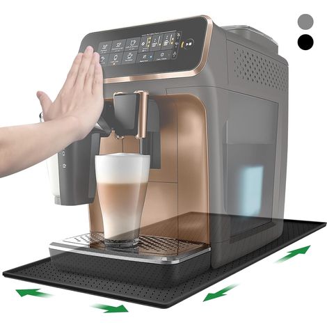 Compatibile con macchine da caffè Siemens EQ6, De Longhi Magnifica, Philips LatteGo, ecc. - Tappetino in silicone per macchine da caffè, NUOVO - Tappetino antiscivolo 45 x 30 cm con bordo rialzato (Ne
