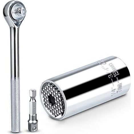 Clés à Douille Universelle 3Pcs 7-19MM, Douille Universelle, Haute Gualité CR-V, Multifonctionnel Outil à Main Clé Adaptateur Drill Outil de Réparation s'adapte à Toutes Les Formes