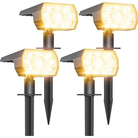 Lot de 4 Spot Solaire Exterieur Outdoor, 56 LEDs 3 Modes Lampe Solaire Exterieur Jardin, Fonction 2 en 1 et IP65 Étanche Projecteur Solaire Exterieur (1/5)