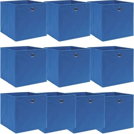 10 boîtes de rangement bleues, mesurant 32x32x32 cm, en tissu. (1/4)