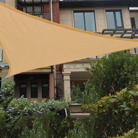 Waterproof and UV-resistant triangular shade sail for patio, garden, lawn, 2 x 2 x 2 m, sand yellow (1/4)