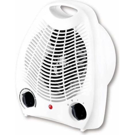 Electric fan heater, electric heater, 1000W / 2000W, 2-power hot air convector heater with intuitive button, quiet operation, portable