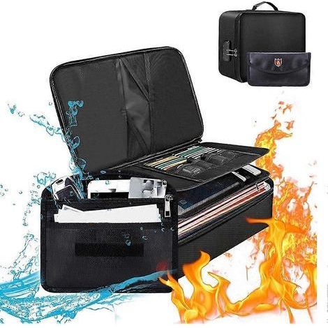Feuerfester und wasserdichter Dokumententresor mit Münztasche und Schloss (1/5)