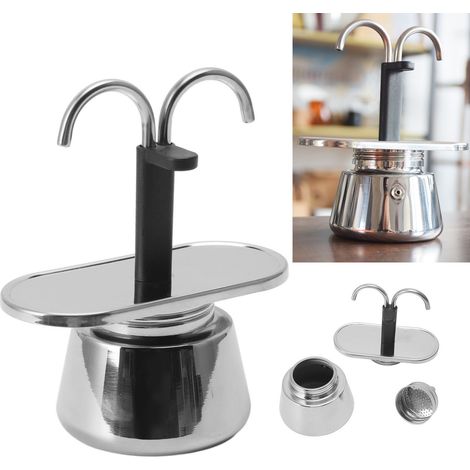 Cafetière italienne à double compartiment (2 tasses, 100 ml) en acier inoxydable, style italien, à monter soi-même. (1/5)