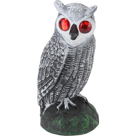 Hibou anti-oiseaux jardin plastique yeux rouges hiboux pour éloigner les oiseaux détails fins résistant à l'usure coude chat blanc uni (1/5)