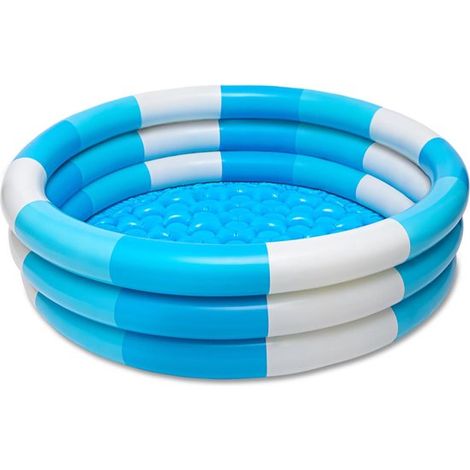 Piscina gonfiabile per bambini, modello rotondo a 3 anelli, a righe, giocattolo acquatico portatile per neonati e bambini, ideale per feste estive in giardino, 90 cm (1/4)