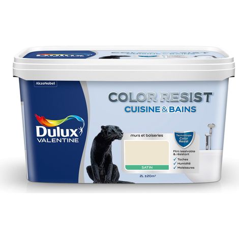 Peinture Color Resist Cuisine & Bains Satin Ivoirine 2 L - Dulux Valentine (1/5)