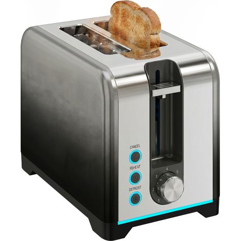 HOMCOM 2 Slice Toaster with 7 Browning Levels, Reheat, Defrost and Cancel
